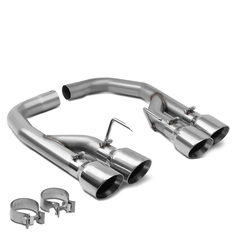 Exhaust Axleback System 4.00" Od Quad Round Diagonal Cut Tip For 18-20 Ford Mustang 5.0L V8 1