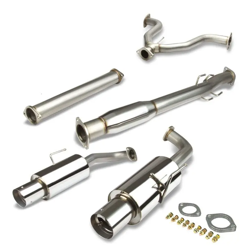 Exhaust Catback System 4.00" Dual Round Muffler Tip With Silencer For 07-12 Altima V6 4Dr Sedan (L32 4Th Gen) 1