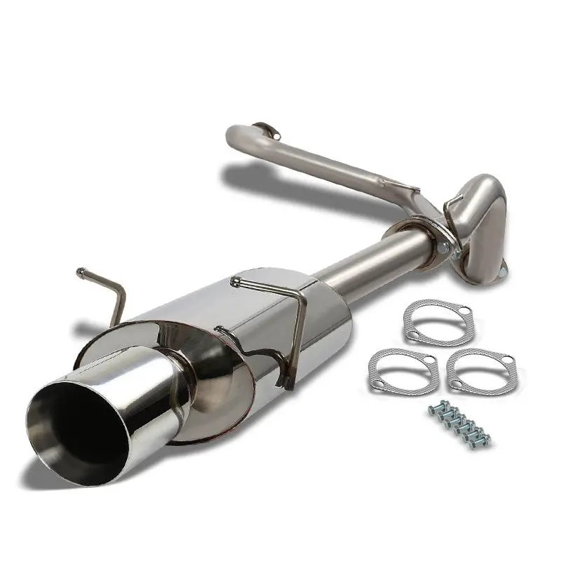 Exhaust Catback System 4.00" Round Rolled Muffler Tip For 05-10 Chevrolet Cobalt 2.2L / 07-10 Pontiac G5 2.2L 1