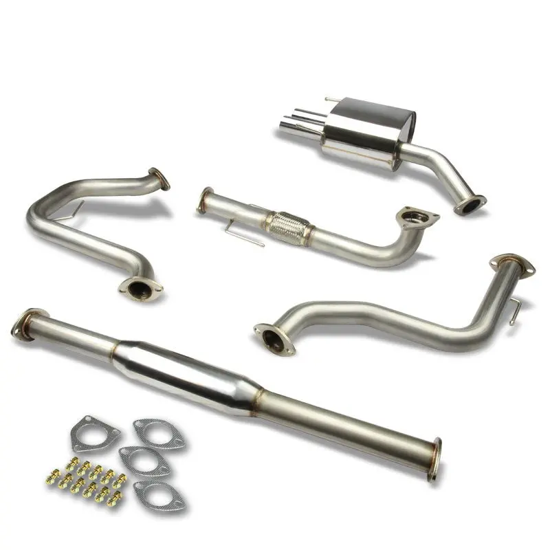 2.5" Dual Round Muffler Tip Exhaust Catback System For 03-11 Saab 9-3 2.0L Dohc 1