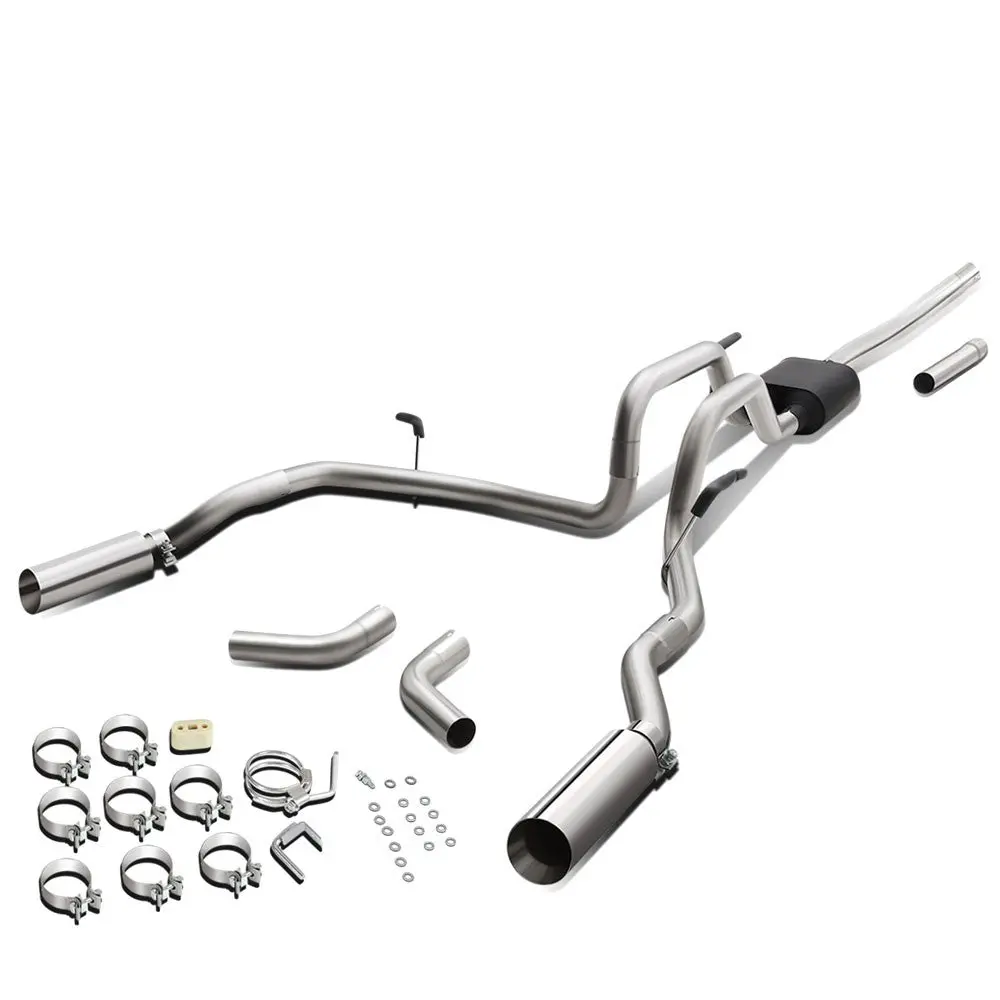 4" Mufflers Rolled Tip Catback Exhaust Kit For 04-08 F-150 4.6L/5.4L 1