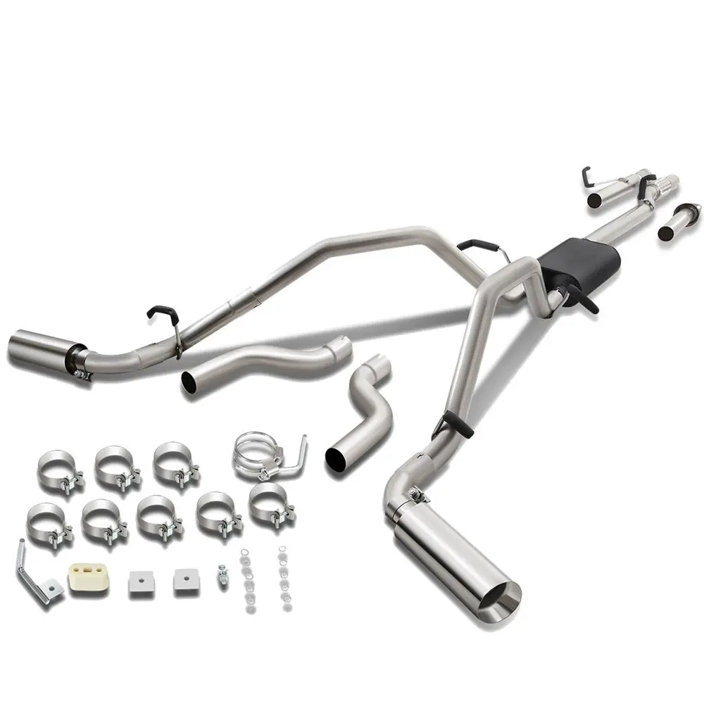 4" Muffler Rolled Tip Catback Exhaust System For 07-13 Silverado/Sierra 5.5' Bed 1