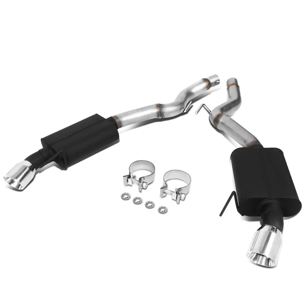 Exhaust Axleback System 4.00" Od Diagonal Cut Rolled Tip For 15-17 Ford Mustang Gt Convertible 5.0L (S550 6Th Gen) 1