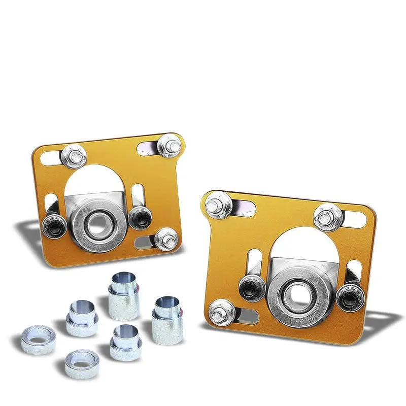Aluminum Gold Front Adjustable +/-2.5 Camber Caster Plates Kit For 94-04 Mustang 1