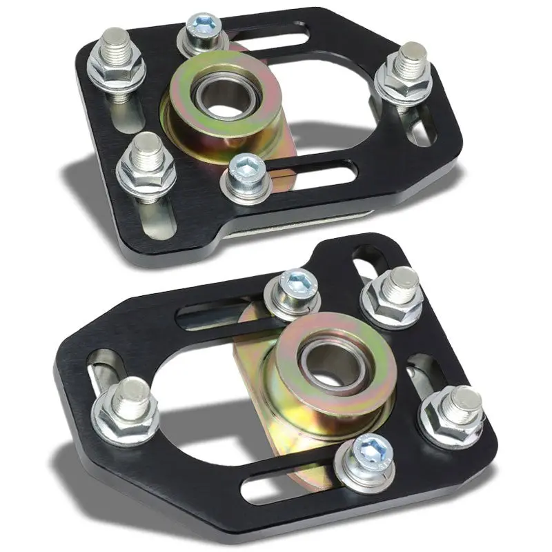 Aluminum Black Front Adjustable +/-3 Camber +/-2 Caster Plates For 79-89 Mustang 1