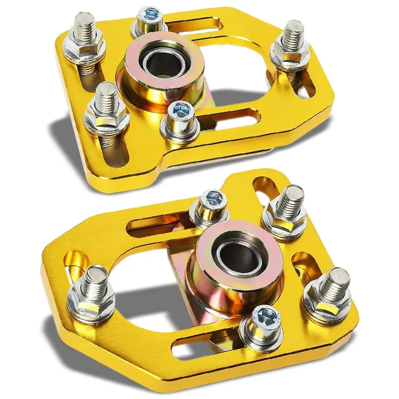 Aluminum Gold Front Adjustable +/-3 Camber +/-2 Caster Plates For 79-89 Mustang 1