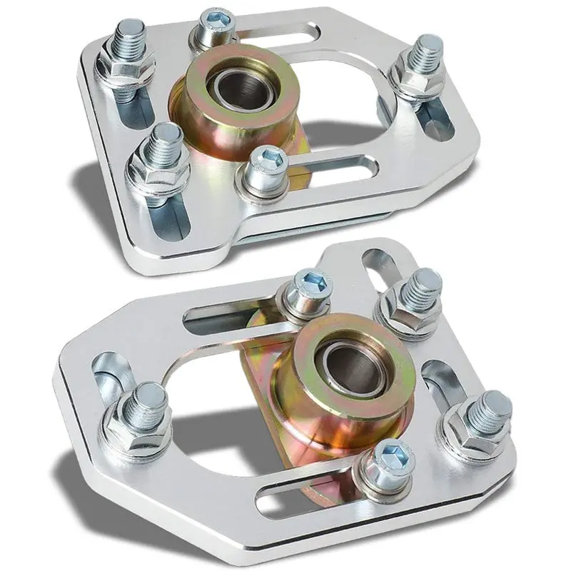 Silver Front Adjustable +/-3 Camber +/-2 Caster Plates For 79-89 Ford Mustang 1