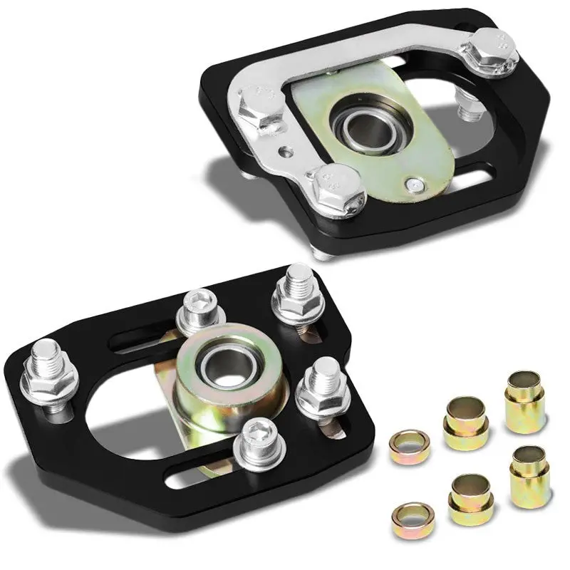 Aluminum Black Front Adjustable +/-3 Camber +/-2 Caster Plates For 90-93 Mustang 1