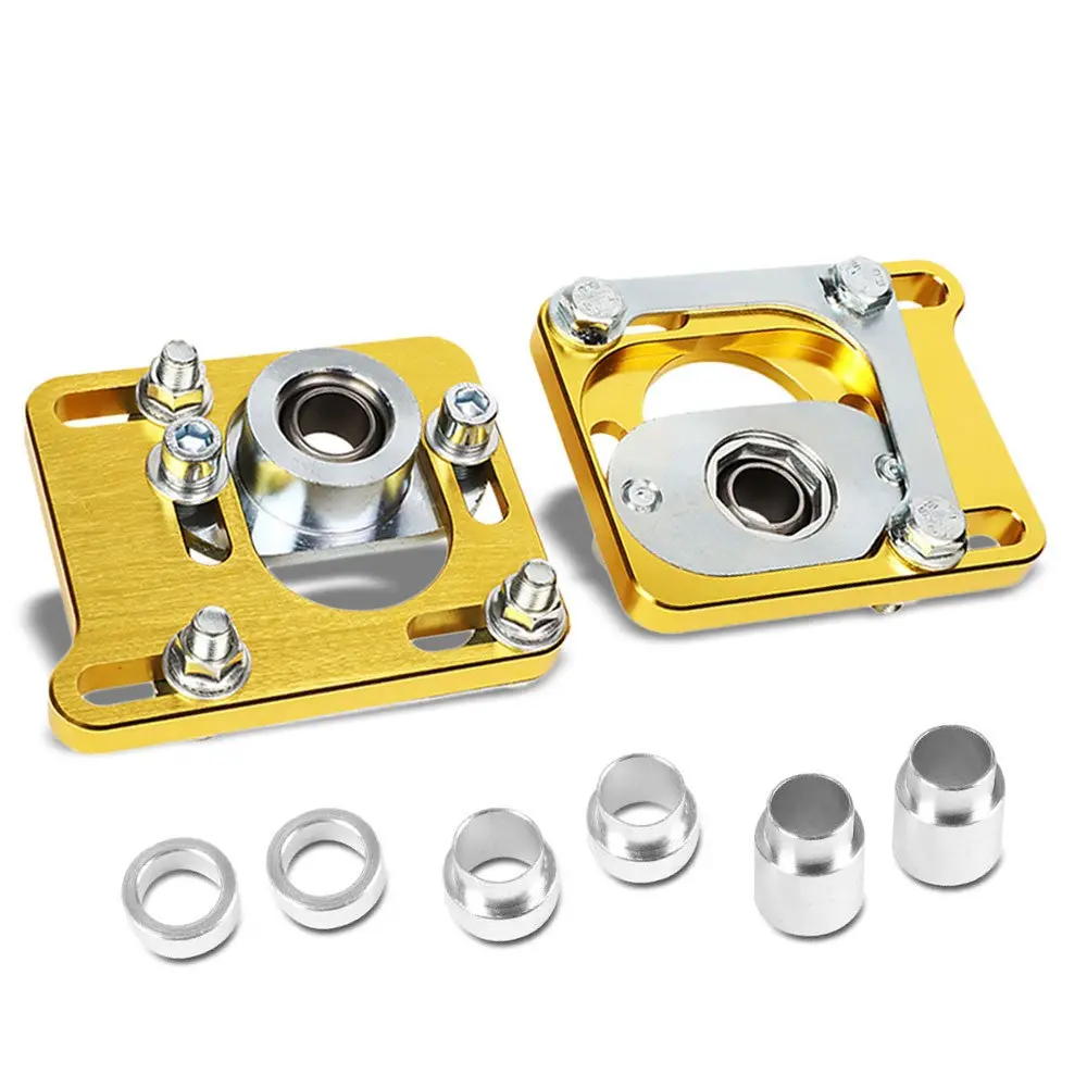 Front Adjustable Aluminum Gold Camber/Caster Plate T2 For 94-04 Ford Mustang 1