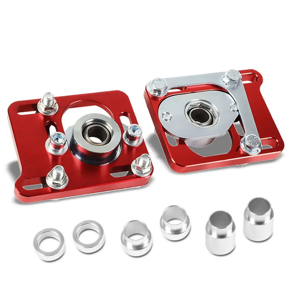 Front Adjustable Aluminum Red Camber/Caster Plate T2 For 94-04 Ford Mustang 1