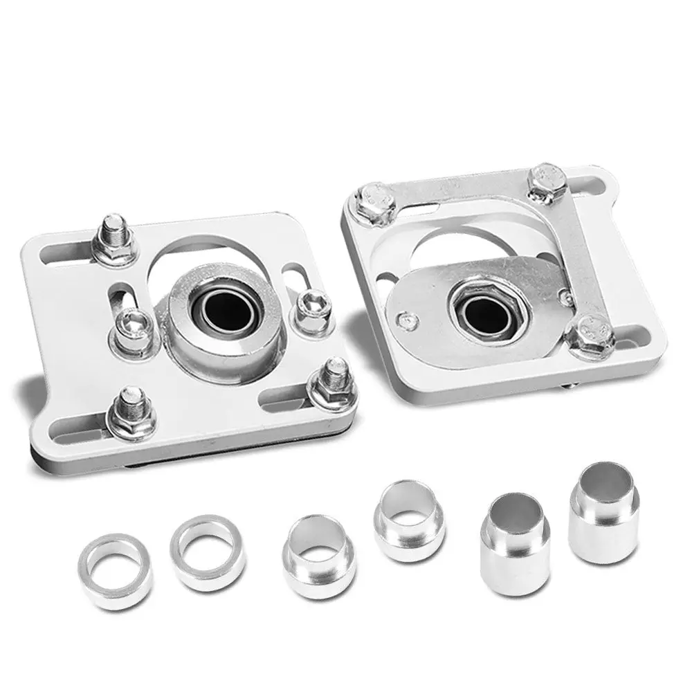 Front Adjustable Aluminum White Camber/Caster Plate T2 For 94-04 Ford Mustang 1