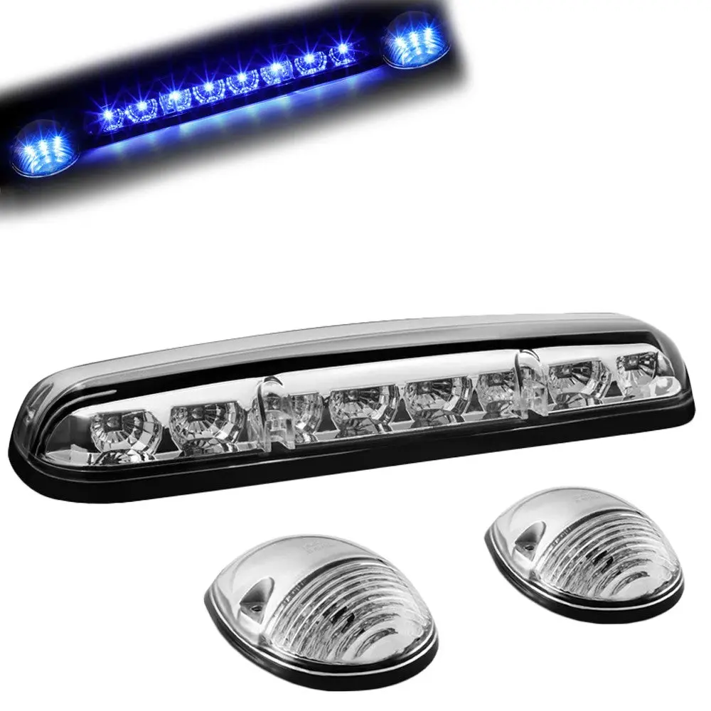 Chrome House/Clear Len/Blue Led Roof Light Cab Lamp For 02-06 Silverado/Sierra 1