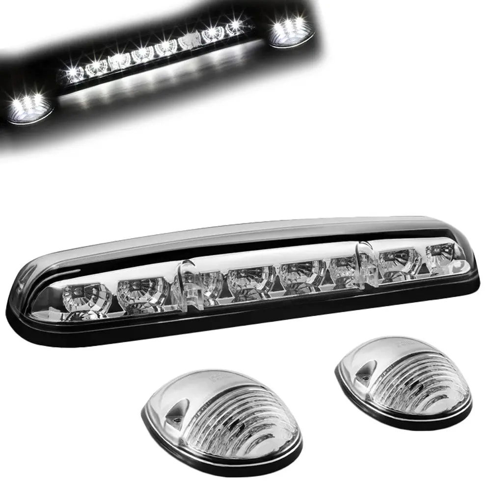 Chrome House/Clear Len/White Led Roof Light Cab Lamp For 02-06 Silverado/Sierra 1