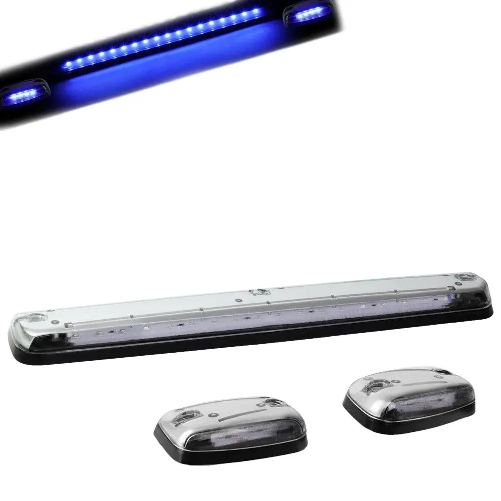 Chrome House/Clear Len/Blue Led Roof Light Cab Lamp For 07-13 Silverado/Sierra 1