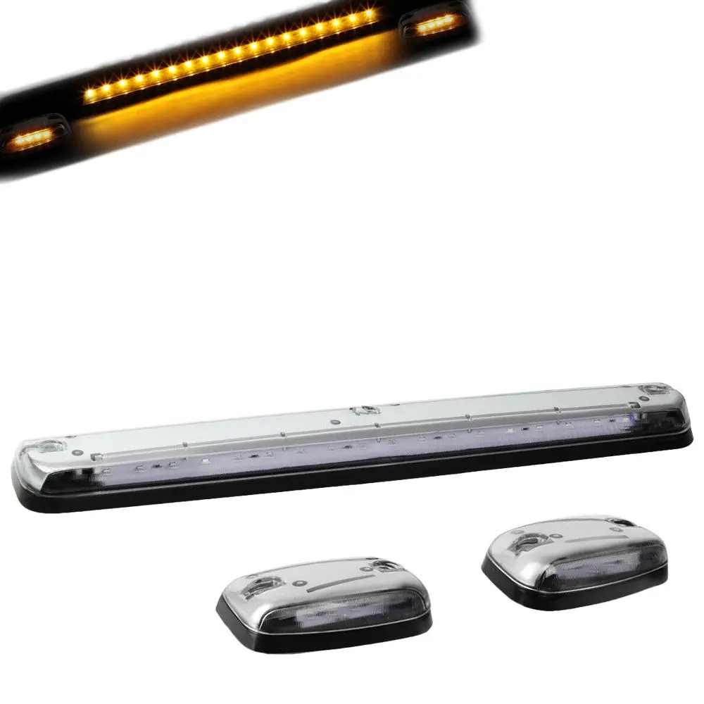 Chrome House/Clear Len/Yellow Led Roof Light Cab Lamp For 07-13 Silverado/Sierra 1