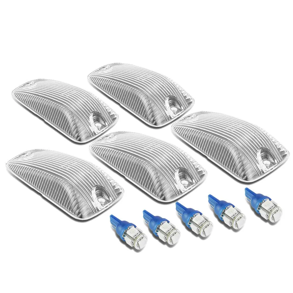 5Pcs Blue Led Cab Roof Top Light Clear Lens For 88-02 Chevy C/K Pickup Suburban 1