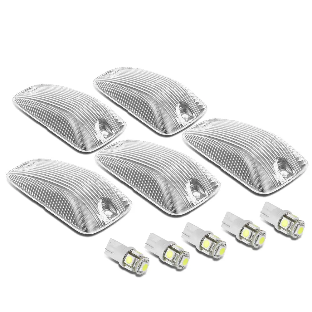 5Pcs White Led Cab Roof Top Light Clear Lens For 88-02 Chevy C/K Pickup Tahoe 1
