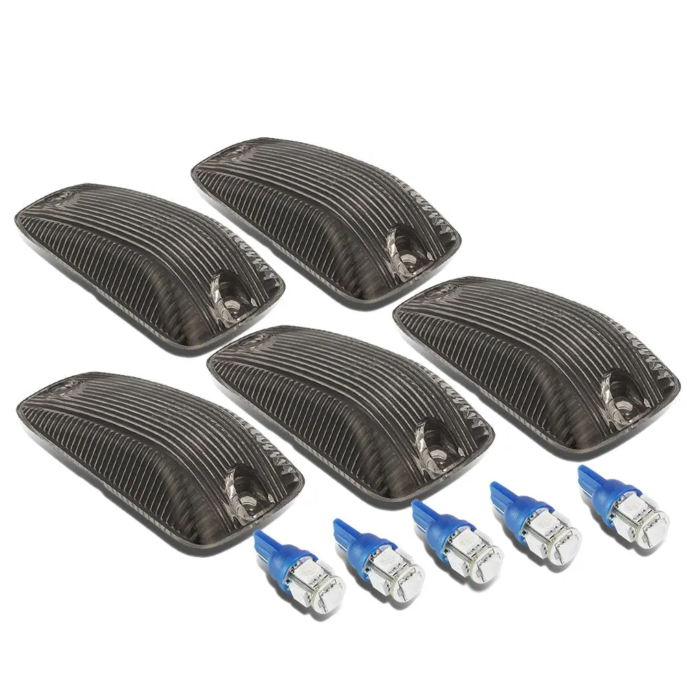 5Pcs Blue Led Cab Roof Top Light Smoke Lens For 88-02 Chevy C/K Pickup Tahoe 1