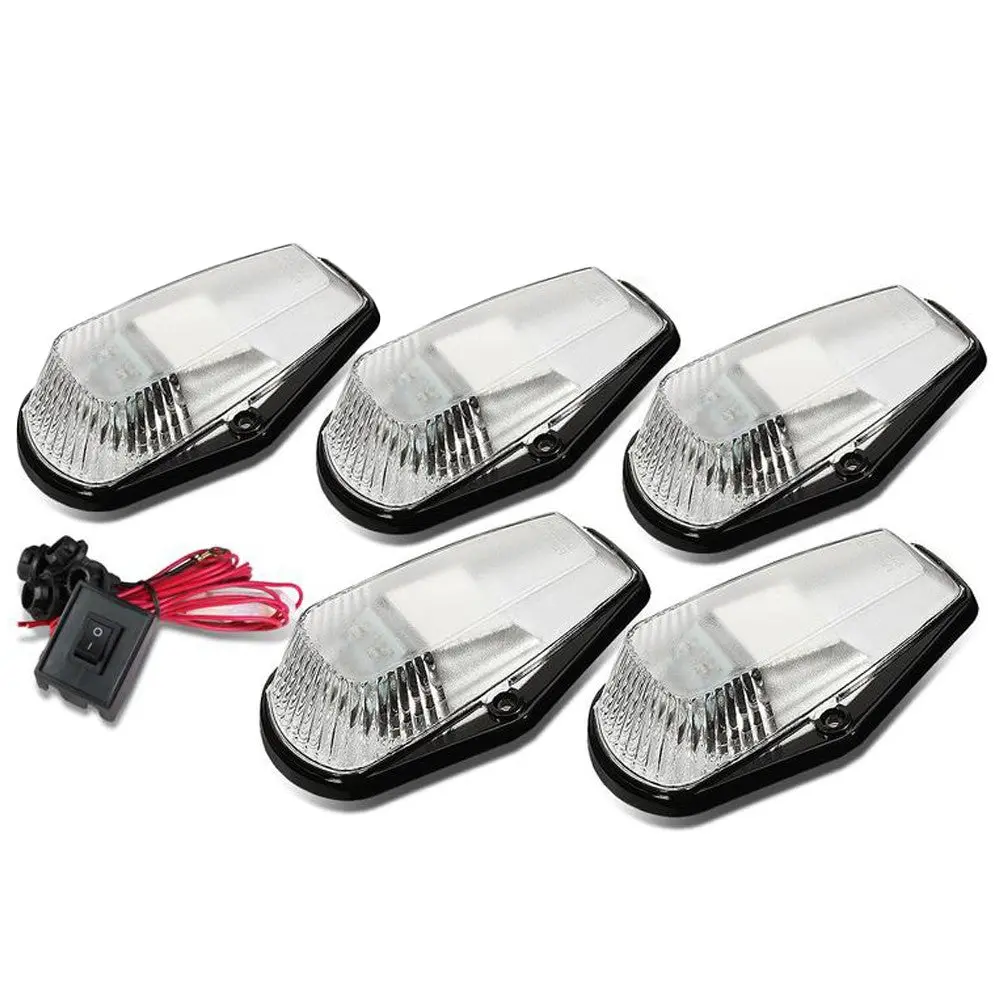 5Pcs White Led Cab Roof Top Light With Abs Clear Lens Switch For 80-96 F-250 1