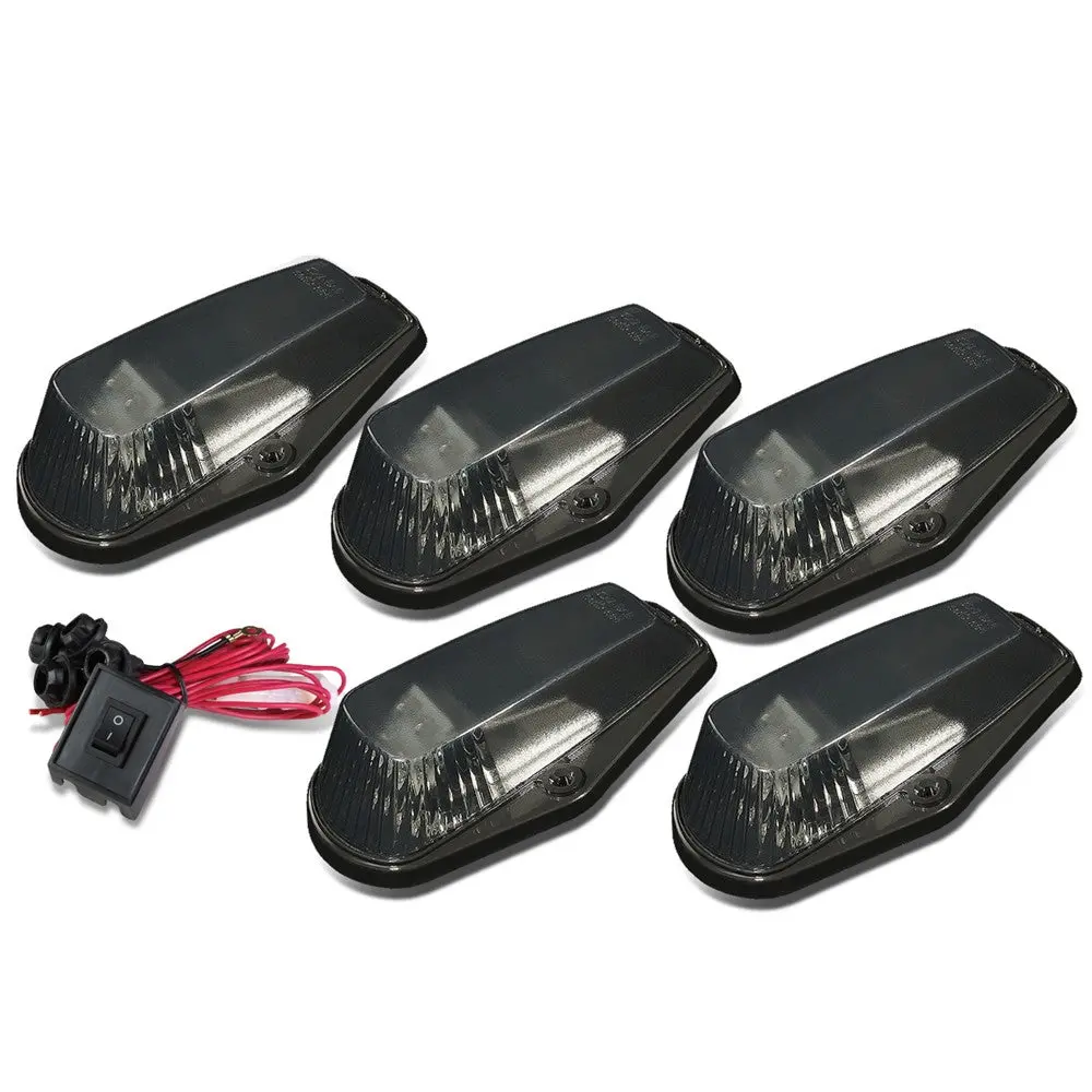 5Pcs White Led Cab Roof Top Light With Abs Smoke Lens Switch For 80-96 F-350 1