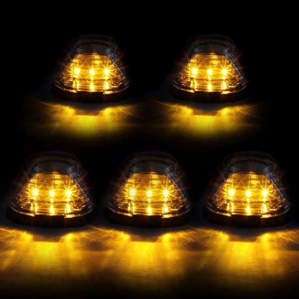 5Pcs Amber Led Cab Roof Top Light With Abs Clear Lens For 99-16 F-250 Sd 2
