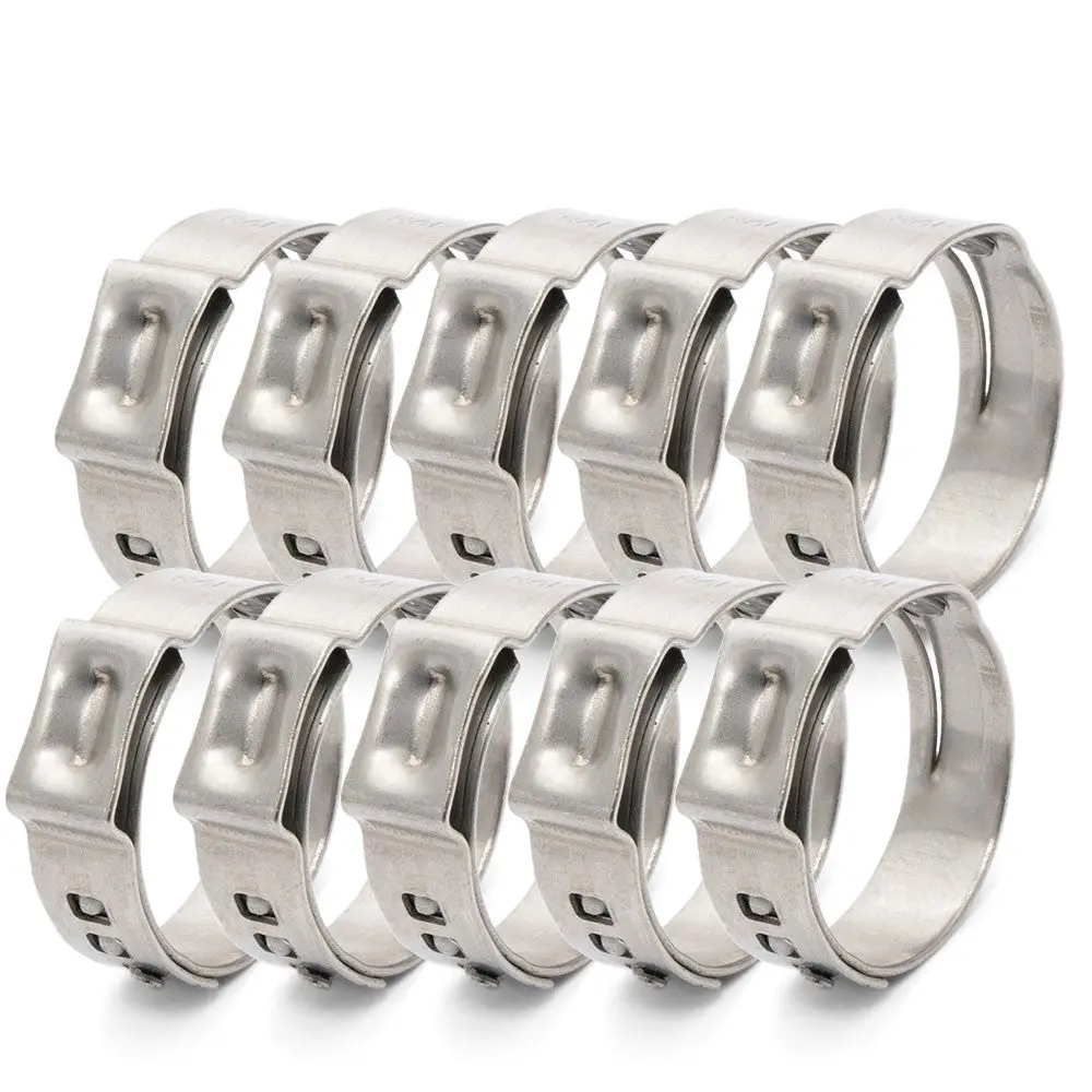 Hps 304 Stainless Steel Oetiker Style Ear Hose Clamps 10Pcs Fit Range 45.3-48.5Mm, 7Mm Band Width 1