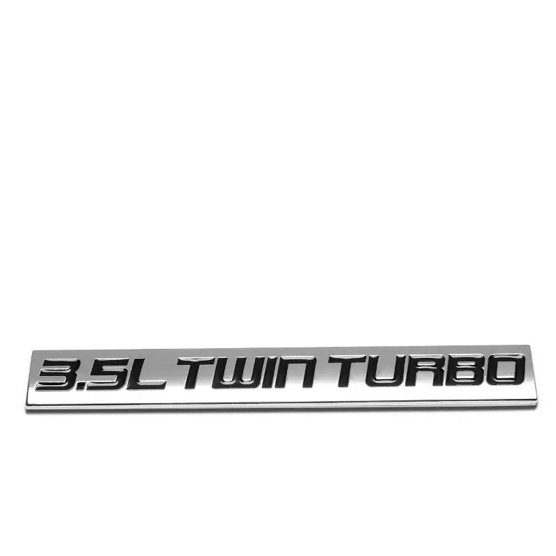 Black/Chrome 3.5L Twin Turbo Auto Trunk Badge Emblem Decal 3M Adhesive Sticker 1