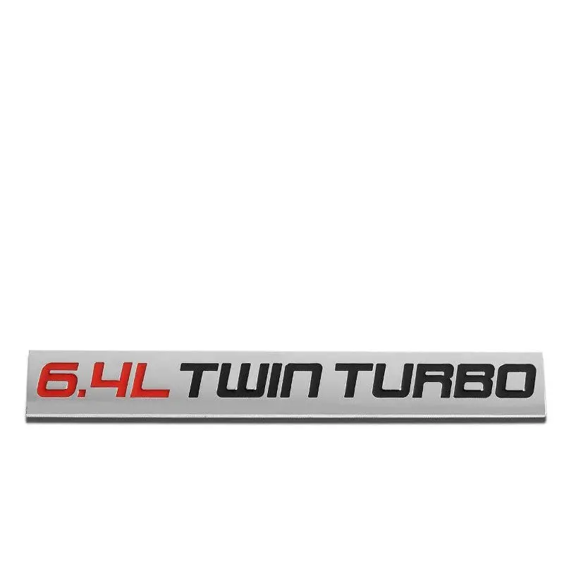 Red/Black/Chrome 6.4L Twin Turbo Rear Vehicle Trunk Decal Badge Emblem Sticker 1