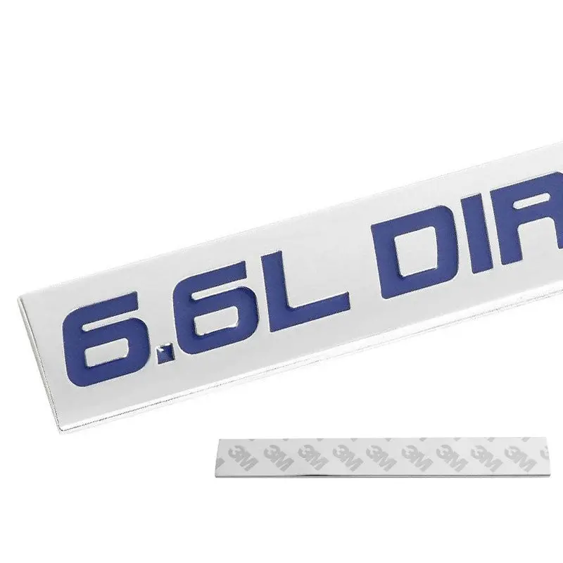 Blue/Chrome 6.6L Dirty-Max Polish Logo 3M Sticker Back Trunk Badge Emblem Decal 2