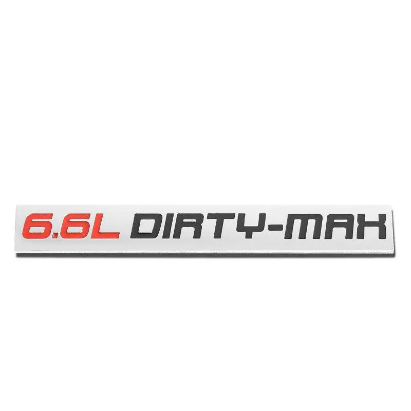 Red/Black/Chrome Metal 6.6L Dirty-Max Auto Trunk Badge Emblem Decal 3M Sticker 1