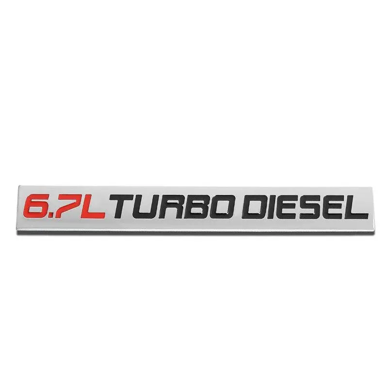Red/Black/Chrome 6.7L Turbo Diesel Rear Trunk Metal Badge Emblem Decal Plate 1