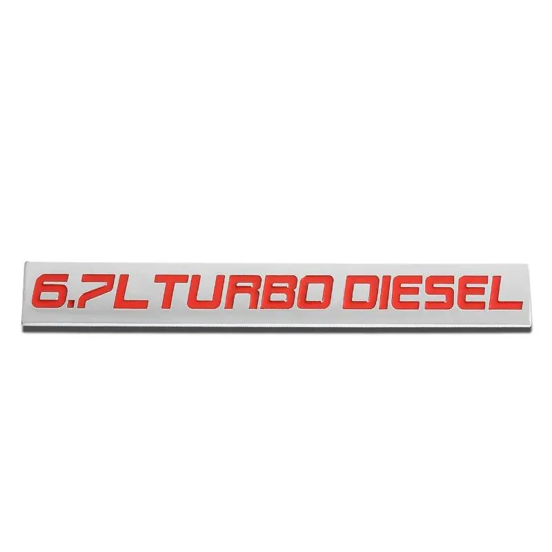Red/Chrome Metal 6.7L Turbo Diesel Auto Car Trunk Badge Emblem Decal W/ Tape 1