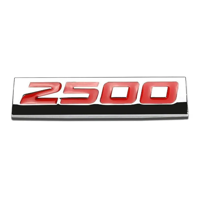 Red/Chrome 2500 Number Sign Auto Rear Trunk Polished Badge Decal Emblem 1