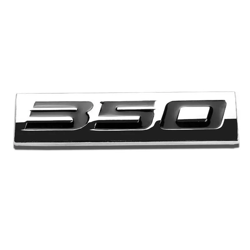 Black/Chrome 350 Number Sign Rear Trunk Polished Badge Decal Plate Emblem Tape 1