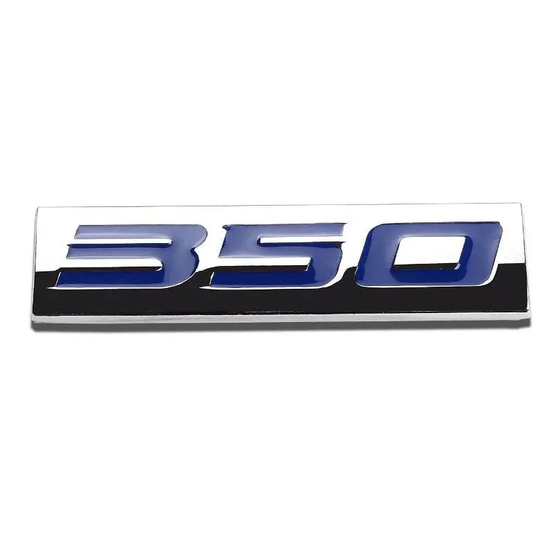 Blue/Chrome 350 Logo Sign Plate Rear Trunk Polish Badge Decal Sticker Emblem 1