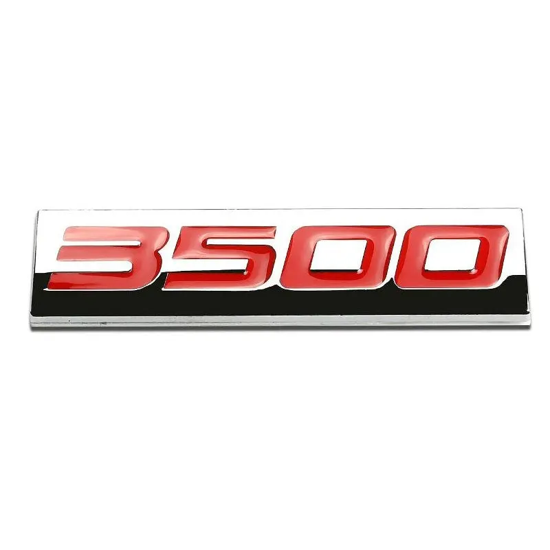 Red/Chrome 3500 Number Sign Car Rear Trunk Polished Badge Decal Emblem 3M Tape 1