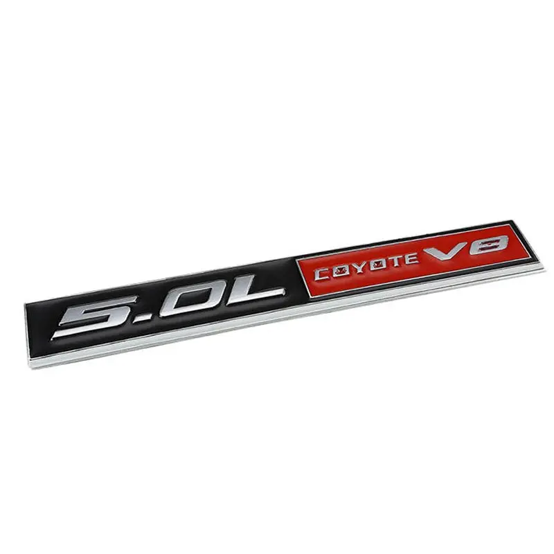 Black/Red 5.0L Coyote V8 Engine Auto Trunk Badge Emblem Decal Adhesive Sticker 1