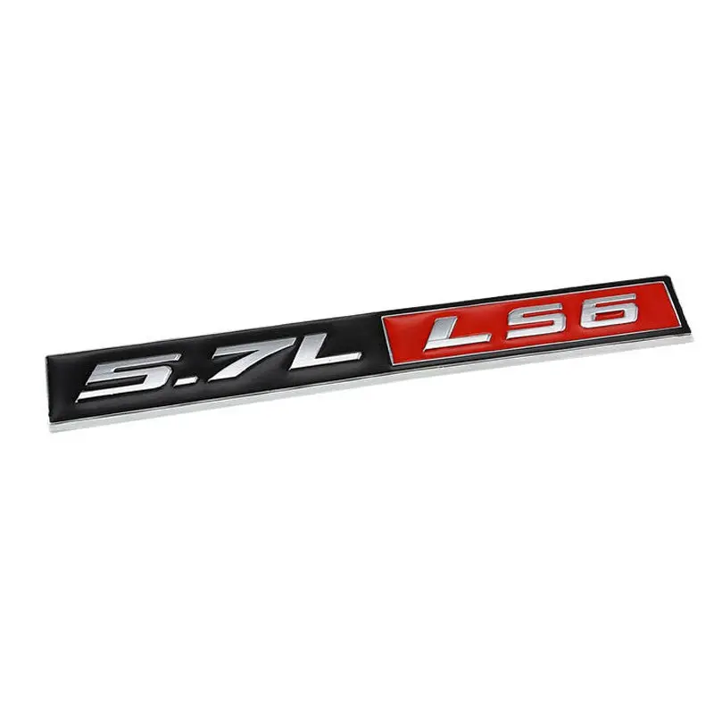 Black/Red/Chrome 5.7L Ls6 V8 Engine Gm/Chevy Trunk Logo Badge Emblem Decal Tape 1