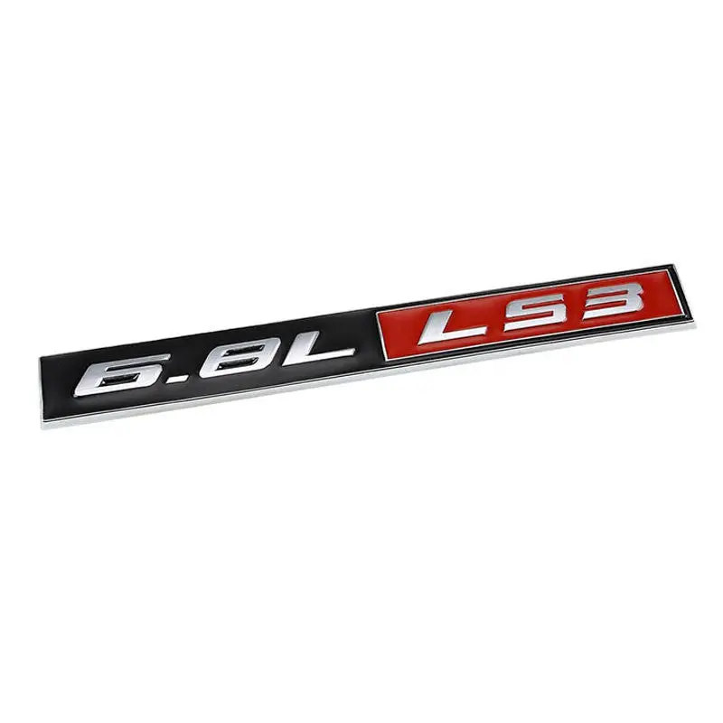 Black/Red/Chrome 6.8L Ls3 Chevy Trunk Badge Logo Emblem Metal Decal 3M Sticker 1