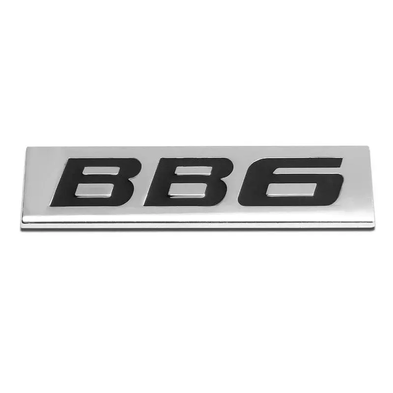 Black/Chrome Bb6 Text Logo Automobile Trunk Metal Badge Emblem Decal Plate 1