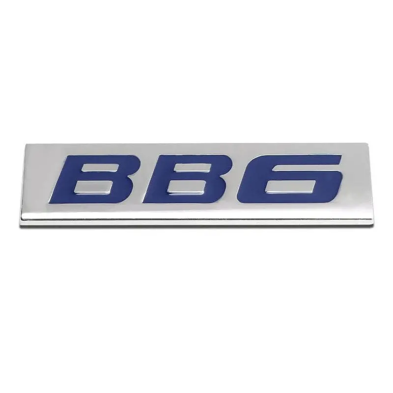 Blue/Chrome Bb6 Car Sign Logo Plate Rear Trunk Metal Badge Decal Emblem 1