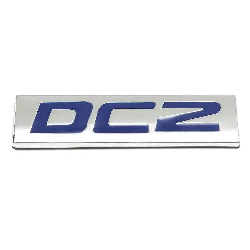 Blue/Chrome Dc2 Logo Plate Rear Trunk Metal Badge Decal Sticker Emblem 1