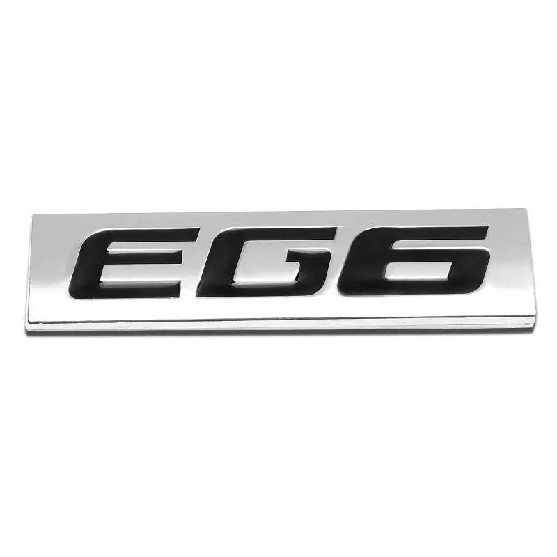 Black/Chrome Eg6 Letter Sign Rear Trunk Polished Style Badge Decal Plate Emblem 1