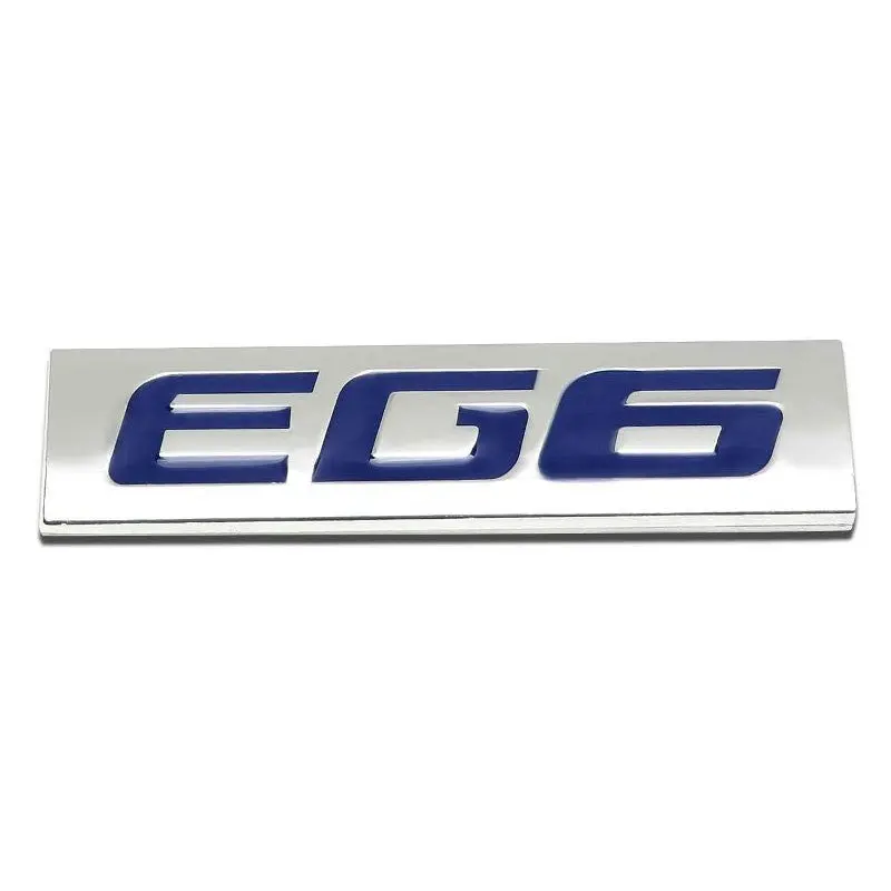 Blue/Chrome Eg6 Logo Plate Engine Trunk Metal Badge Decal Sticker Emblem 1