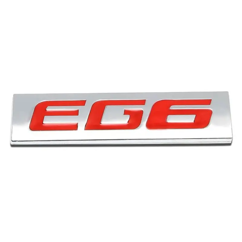 Red/Chrome Eg6 Auto Sign Trim Trunk Polished Logo Badge Decal Emblem Plate 1