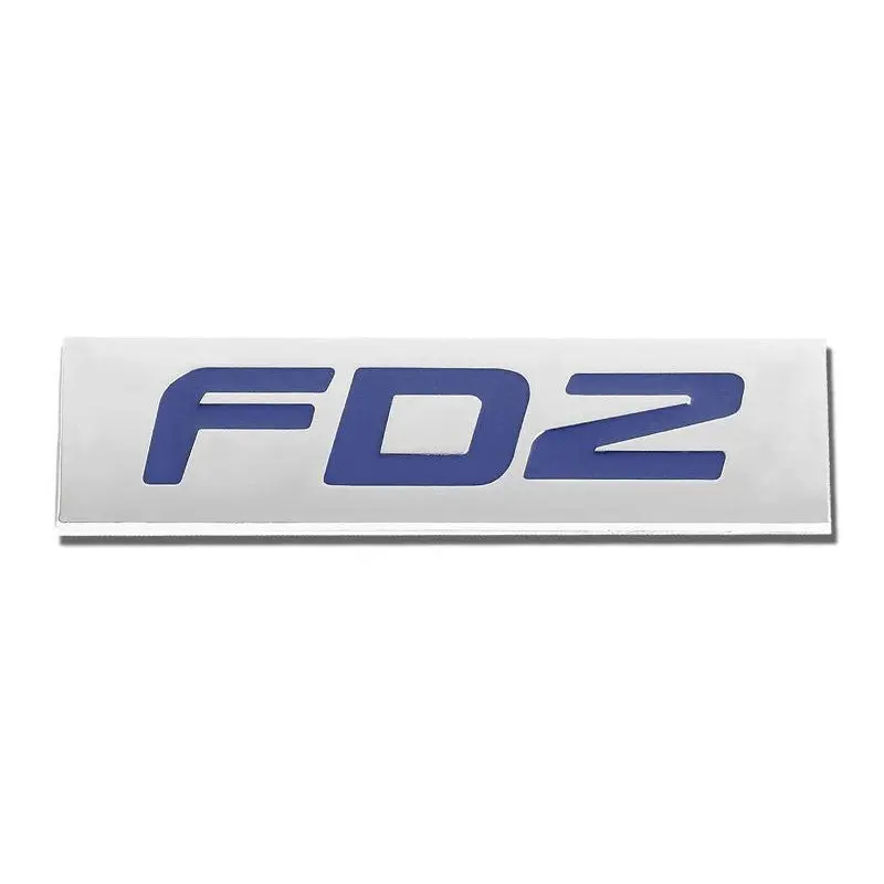 Blue/Chrome Fd2 Text Logo Plate Auto Back Trunk Metal Badge Decal Sticker Emblem 1
