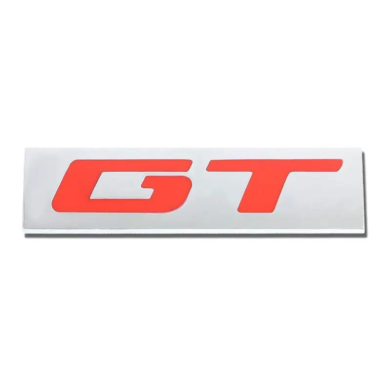 Red/Chrome Gt Trim Sign Engine Rear Trunk Polished Badge Decal Emblem 3M Tape 1