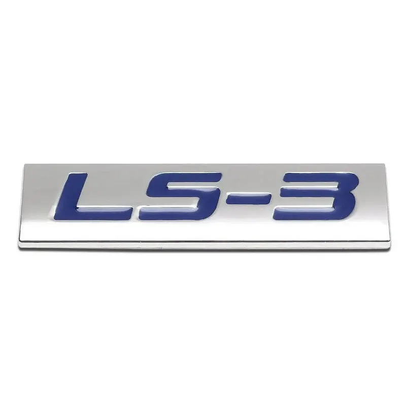 Blue/Chrome Ls3 Text Logo Plate Rear Motor Trunk Metal Sign Badge Decal Emblem 1