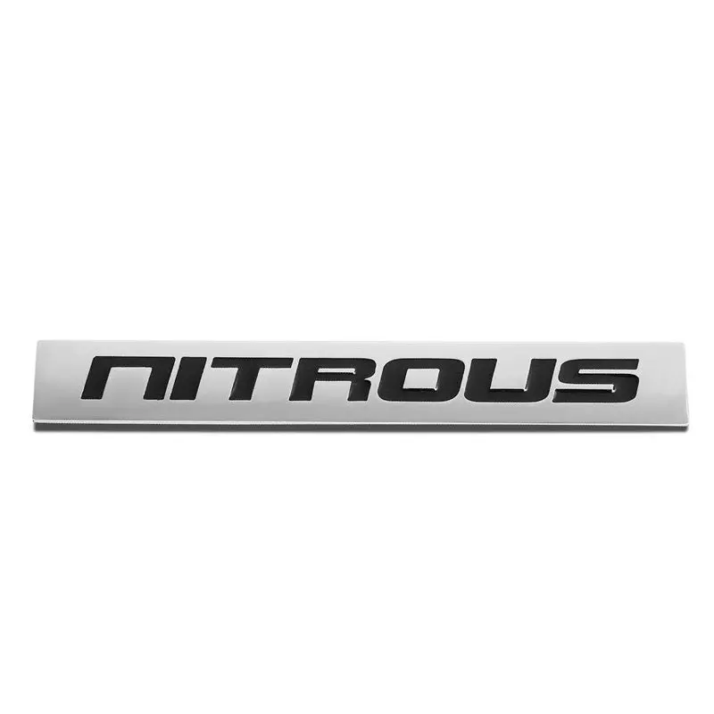 Black/Chrome Nitrous Letter Sign Motor Rear Trunk Metal Badge Decal Plate Emblem 1