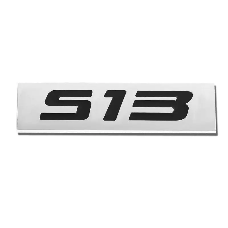 Black/Chrome S13 Number Letter Sign Rear Trunk Polished Badge Decal Plate Emblem 1